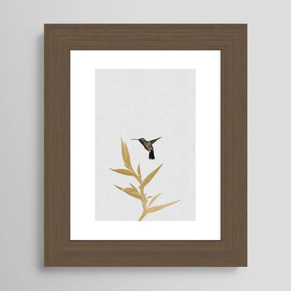 Hummingbird & Flower II Art Print – Nature-Inspired Botanical Wall Art