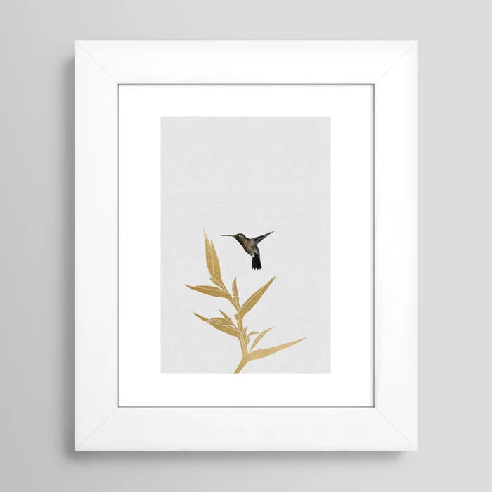 Hummingbird & Flower II Art Print – Nature-Inspired Botanical Wall Art
