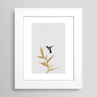 Hummingbird & Flower II Art Print – Nature-Inspired Botanical Wall Art