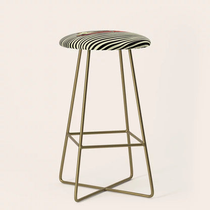 Illusionary Boat Ride Bar Stool by Taudalpoi with gold steel legs – surreal retro-futuristic vegan leather seating perfect for hotel bars, restaurant counters, and modern cafés
