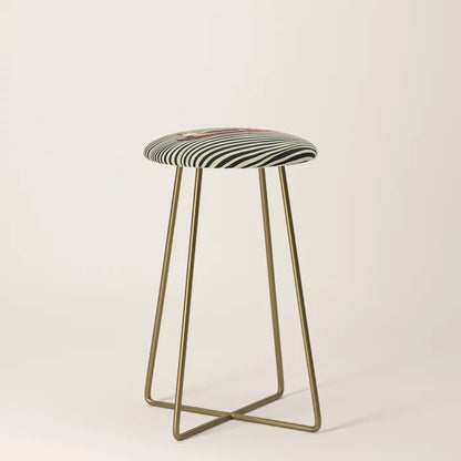 Illusionary Boat Ride Counter Stool by Taudalpoi with gold steel legs – artistic vegan leather seating for cafés, hotel breakfast bars, and restaurant interiors