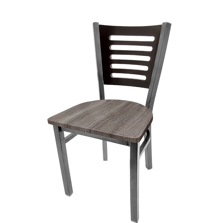 Chair with wooden seat and backrest on a white background