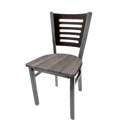 Chair with wooden seat and backrest on a white background