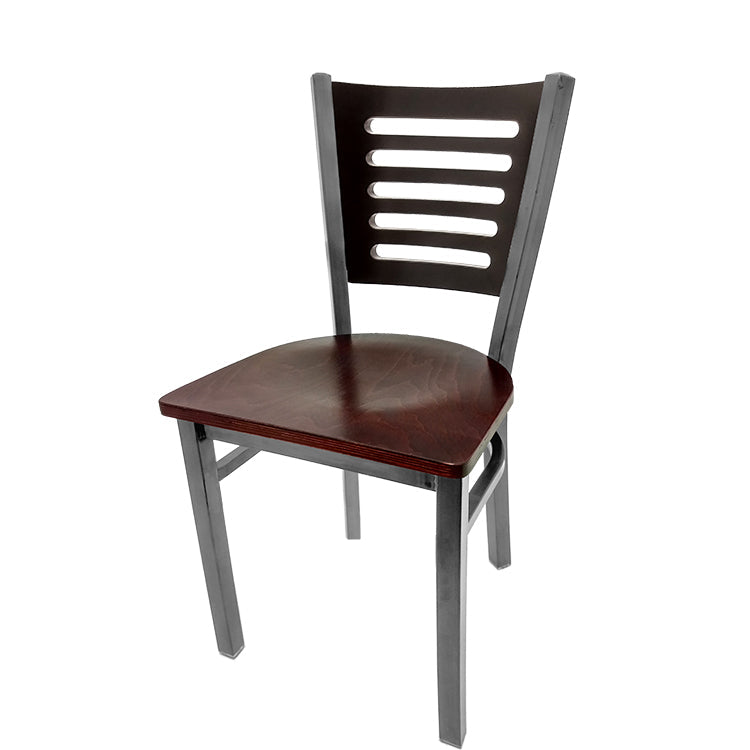 Chair with wooden seat and backrest on a white background