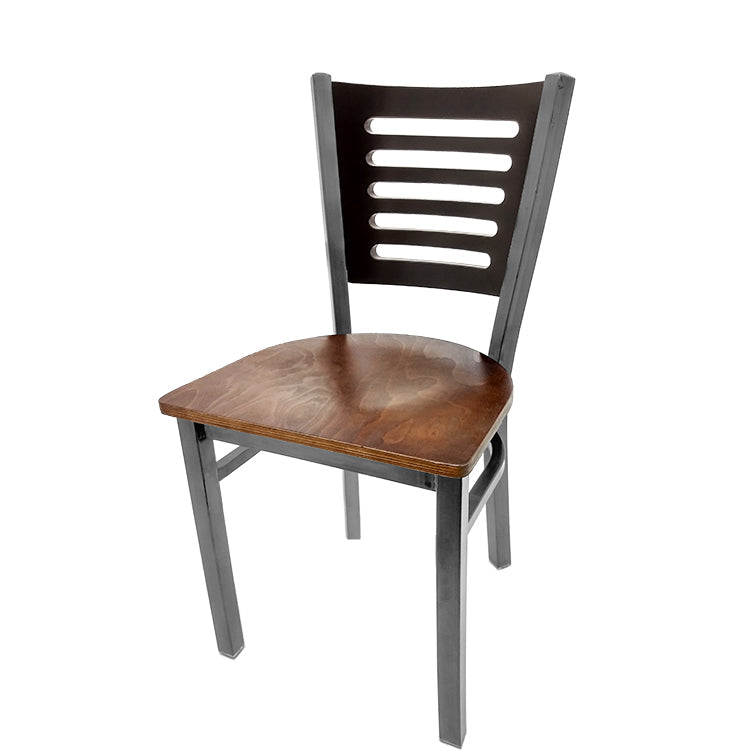 Chair with wooden seat and backrest on a white background