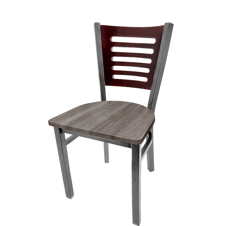 Chair with wooden seat and backrest on a white background