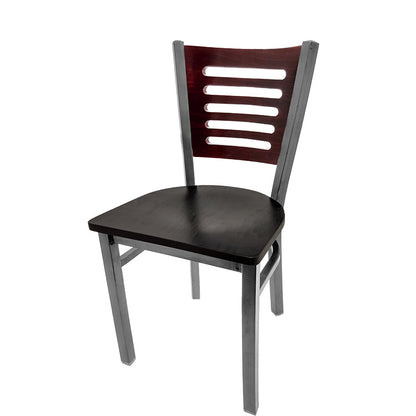 Chair with wooden backrest and seat on a white background
