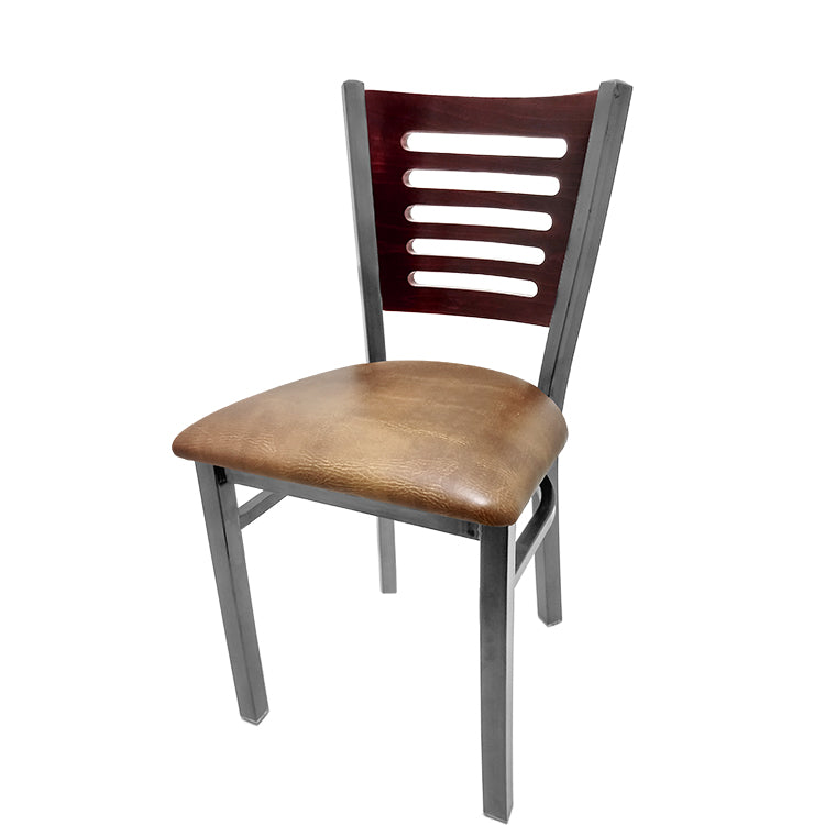 Chair with wooden seat and backrest on a white background