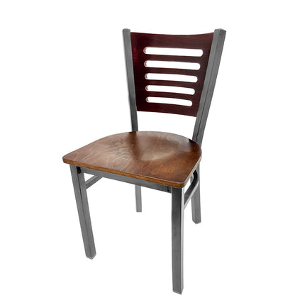 Chair with wooden seat and backrest on a white background