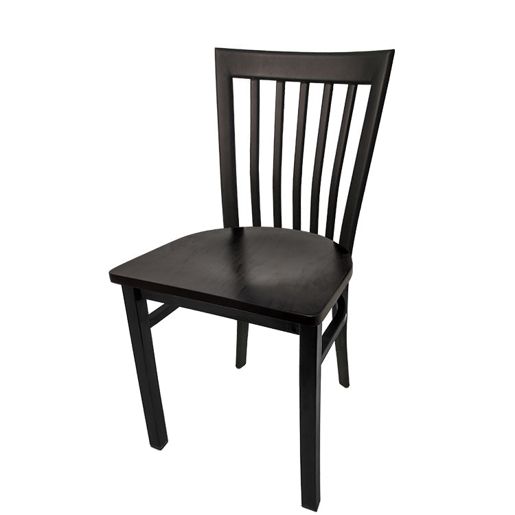 Black wooden chair on a white background