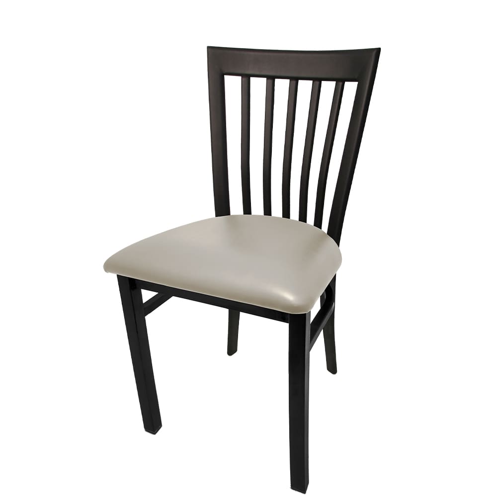 Black chair with a beige seat on a white background