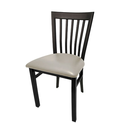 Black chair with a beige seat on a white background