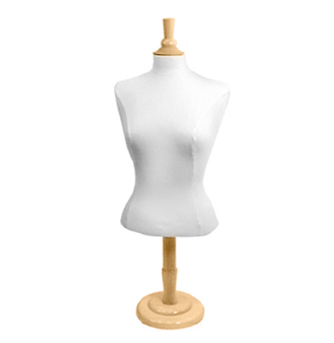 Female Blouse Form with Wood Round Base and Natural Neckblock - 1