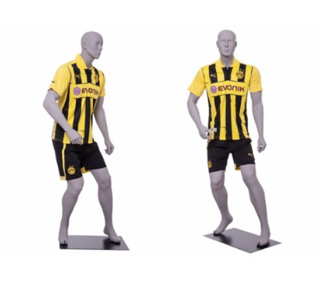 Soccerball dribbling Male Mannequin in a matte light gray finish. - 1