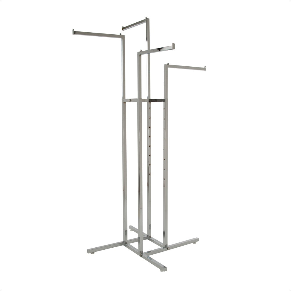 4-Way Rack w/ 4 Square Tubing Straight Arms - Chrome - 1