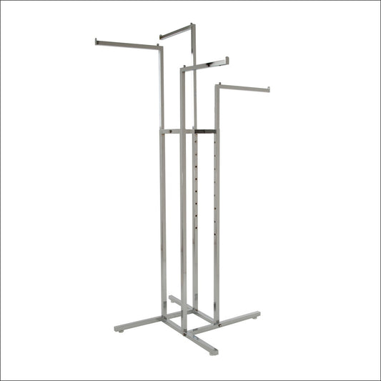 4-Way Rack w/ 4 Square Tubing Straight Arms - Chrome - 1