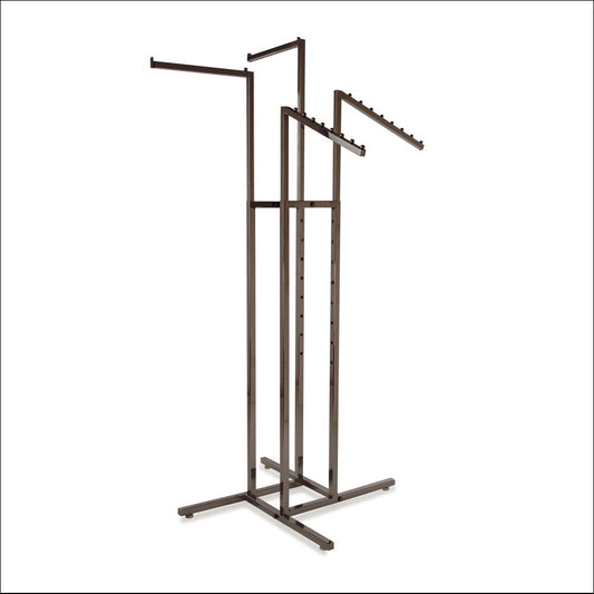4-Way Rack w/ 2 Square Tubing Straight Arms and 2 Slant Arms - Raw Steel - 1