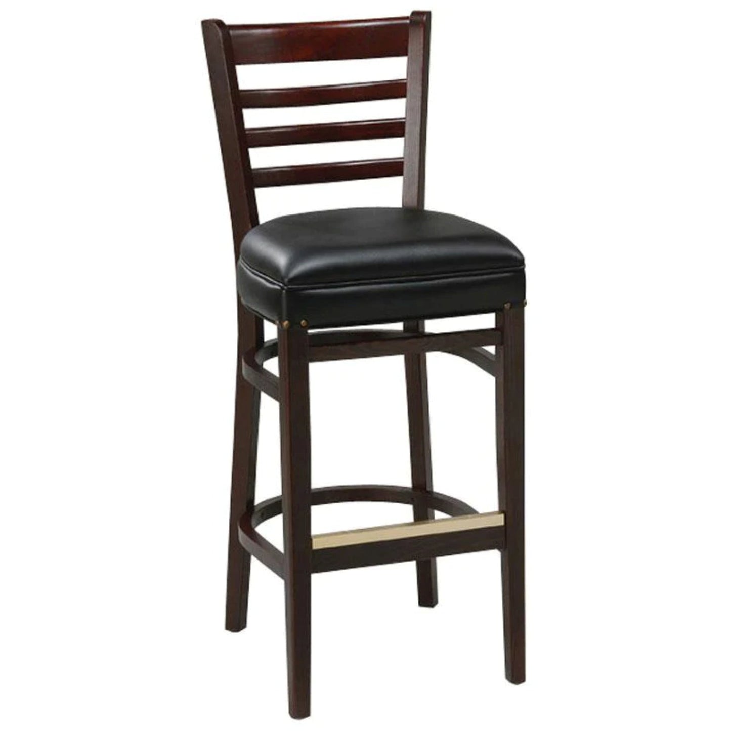 Ladder back bar stool with solid beech wood frame and customizable upholstered or wood seat