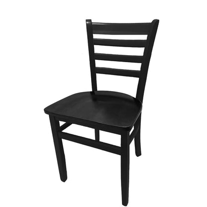 Ladderback dining chair with black stain frame and black stain solid wood seat