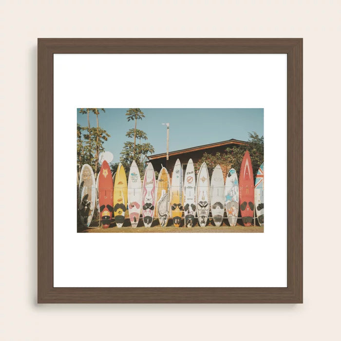 Lets Surf XV art print in walnut frame hung in cocktail lounge or bar