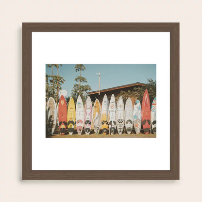 Lets Surf XV art print in walnut frame hung in cocktail lounge or bar