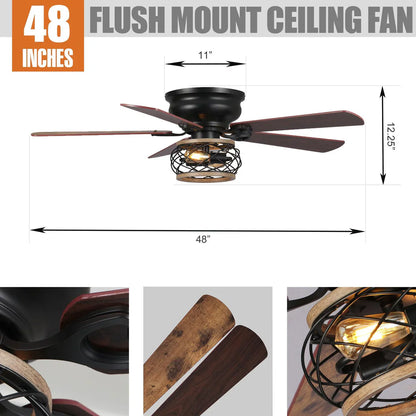 Rustic-style ceiling fan with quiet motor and lighting for dining areas or coffee shops