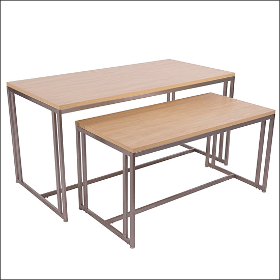 Satin Nickel Nesting Table with Maple Top - 1