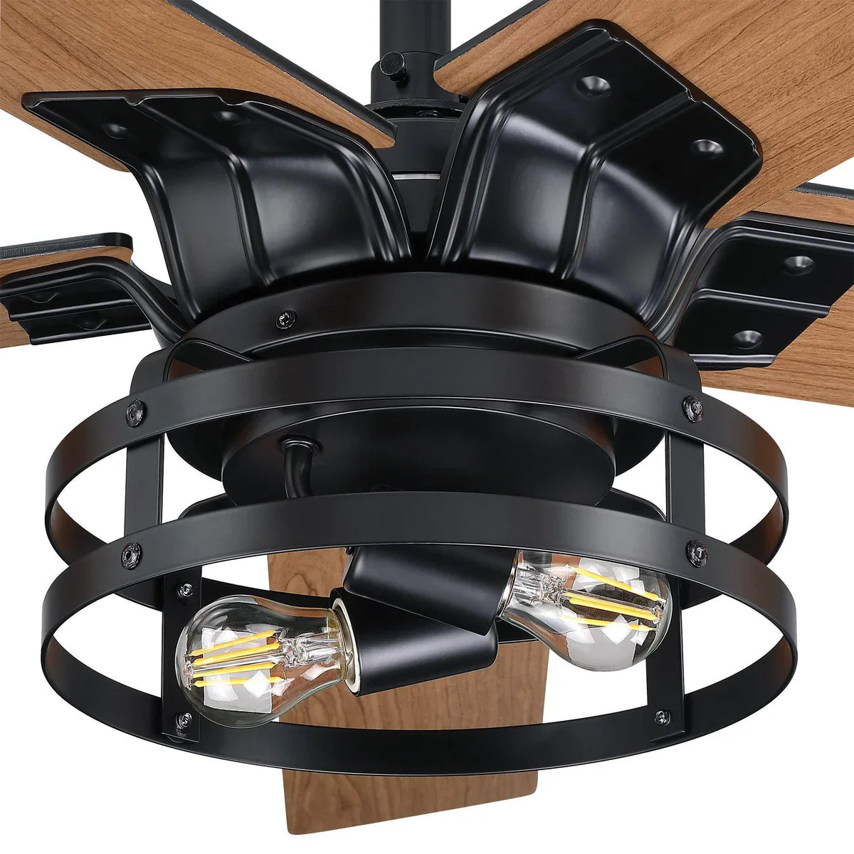 52-Inch Industrial Ceiling Fan with Lighting and Remote Control – Reversible Blades and Downrod Mount for Modern Interiors
