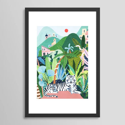 Minimal abstract modern art print in sleek black frame with matte finish, contemporary wall décor made in the USA.