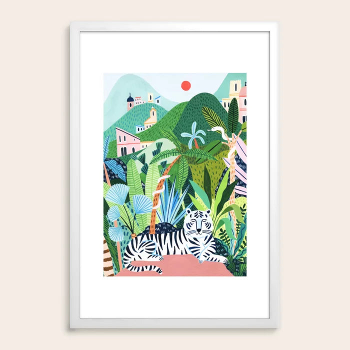 Minimal abstract modern art print in clean white frame, modern wall art with archival matte paper and soft neutral tones.