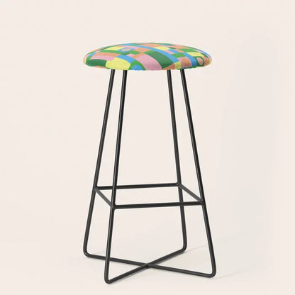 Mozaika 2 Bar Stool by Gigi Rosado with black steel legs – modern geometric stool for boutique hotel bars, restaurant seating, and café interiors