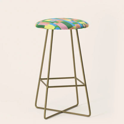 Mozaika 2 Bar Stool by Gigi Rosado with gold steel legs – geometric vegan leather seating ideal for hotel bars, restaurant counters, and modern cafés