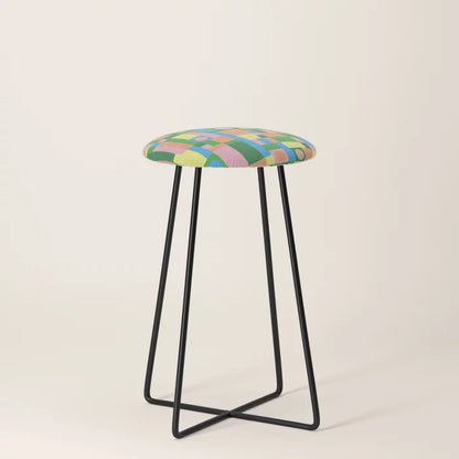 Mozaika 2 Counter Stool by Gigi Rosado with black steel legs – sleek modern stool with artistic design ideal for restaurants, hotels, and bars