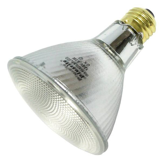 LED PAR bulbs in multiple sizes shown in warm white and daylight color temperatures for restaurant and bar lighting.