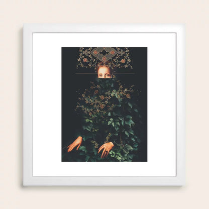 Patience II Art Print by Frank Moth in white frame with matte finish, highlighting a minimalist surrealist design suited for modern restaurants