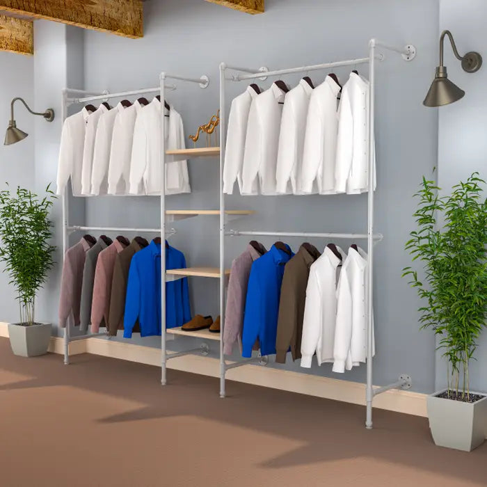 Raw Oak finish option showing a natural light woodgrain melamine surface used for Pipeline display shelves.
