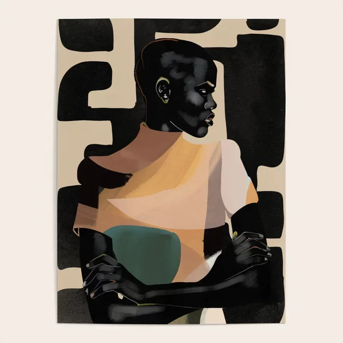 Portrait in Form Poster by ThingDesign featuring minimalist modern art on glossy paper, ideal for hotel lobbies, restaurant walls, or café interiors seeking stylish contemporary décor.