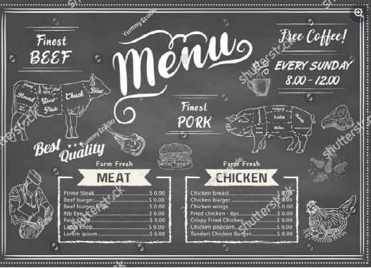printed menu board