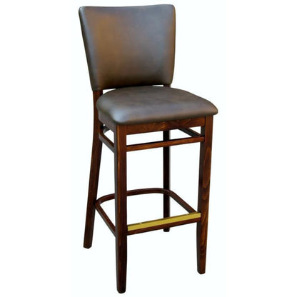 Quincy-Style Tufted Wood Bar Stool with Nailhead Trim and Pulled Seat