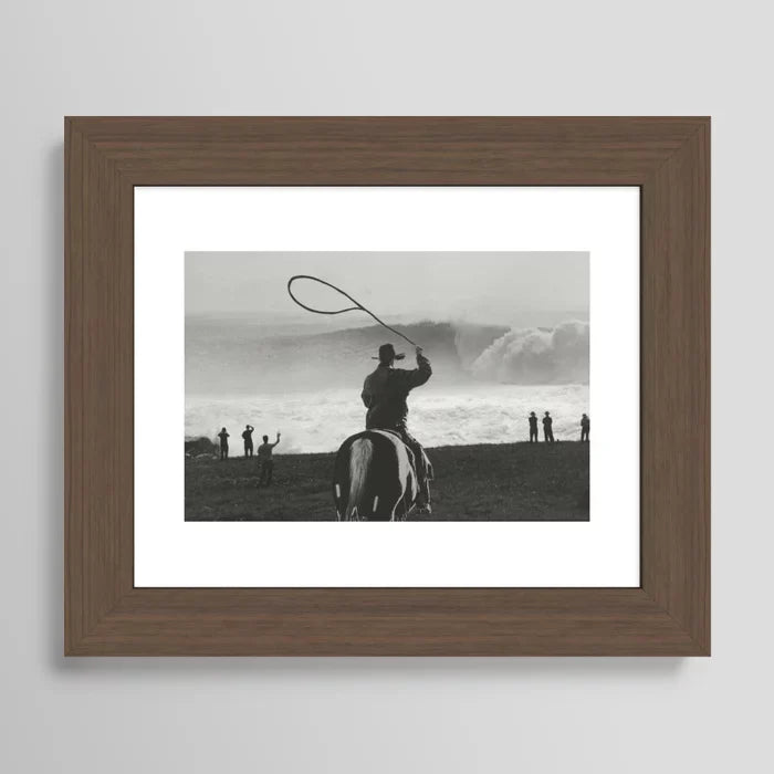 Rangler Art Print by Casey Hagerman in rich walnut frame adding warmth and depth to western contemporary artwork.