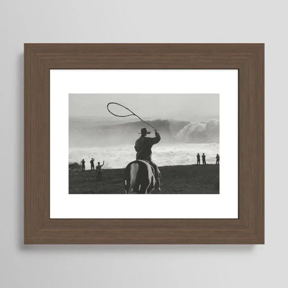 Rangler Art Print by Casey Hagerman in rich walnut frame adding warmth and depth to western contemporary artwork.