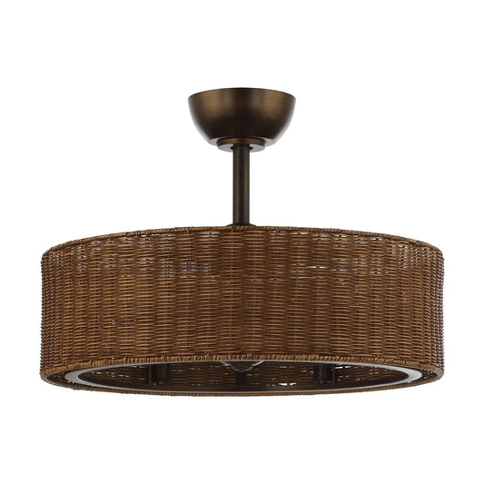 24-inch farmhouse rattan cage ceiling fan with lighting and remote control for restaurants or cafés