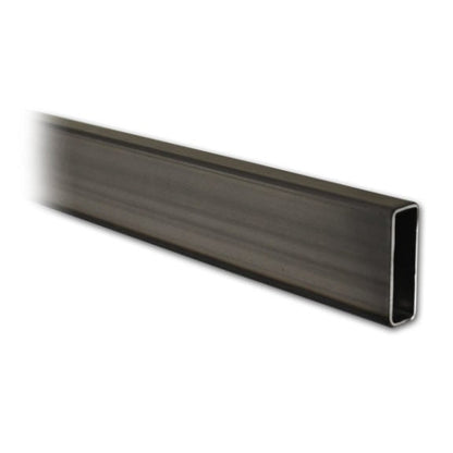1/2-inch by 1½-inch rectangular tubing in a raw steel finish, showing the natural industrial metal surface used for apparel merchandising bars.