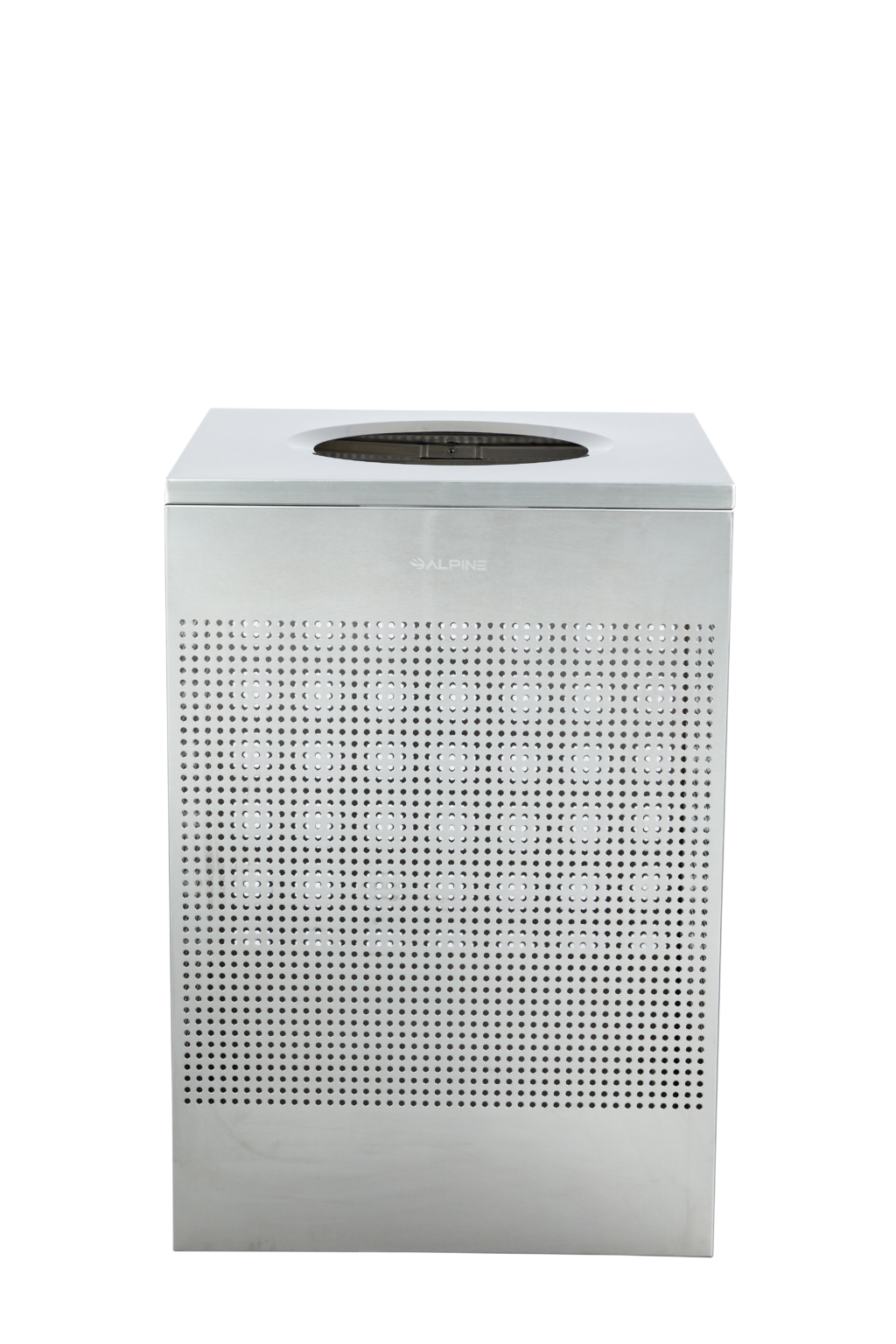 Rectangular Perforated Waste Bin – 23 & 40 Gallon Steel Trash Receptacle with Hinged Lid and Adjustable Legs