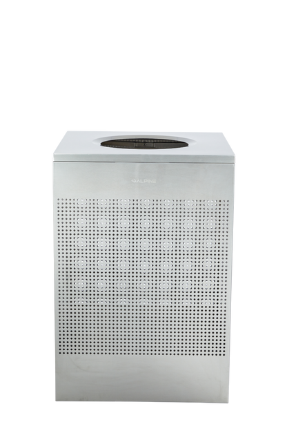 Rectangular Perforated Waste Bin – 23 & 40 Gallon Steel Trash Receptacle with Hinged Lid and Adjustable Legs