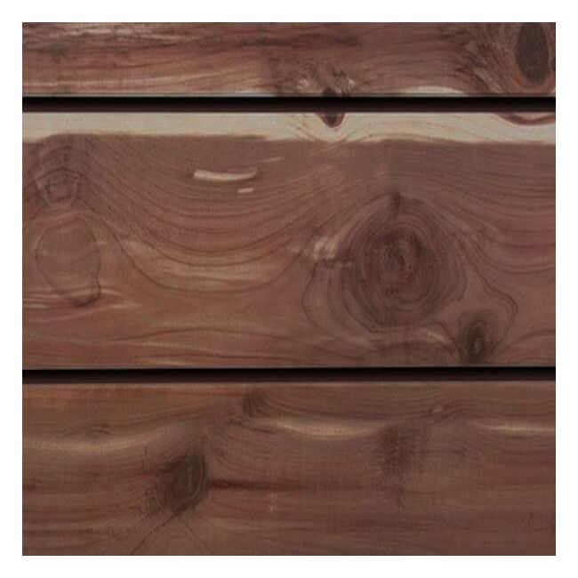 Red cedar wall panel measuring 24 inches by 96 inches with rich reddish-brown tones and pronounced wood grain.