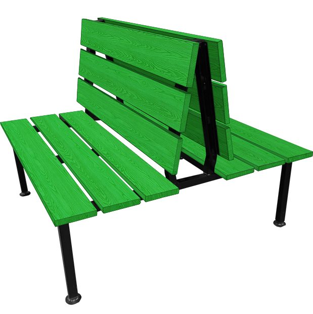 Cascade wood restaurant booth in verde green finish with oak panels and steel base