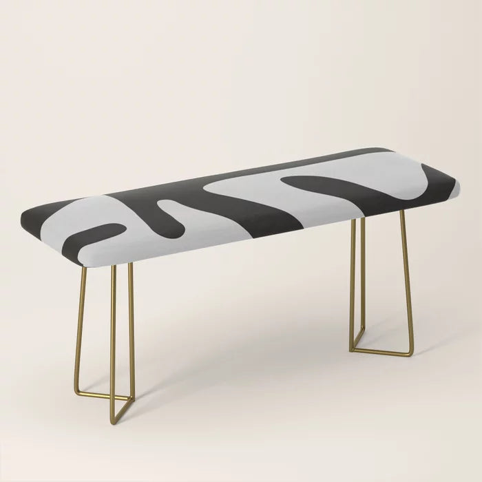 Roots Bench by Alisa Galitsyna with gold steel legs – elegant abstract seating design ideal for hotel lobbies, bar areas, and upscale café spaces