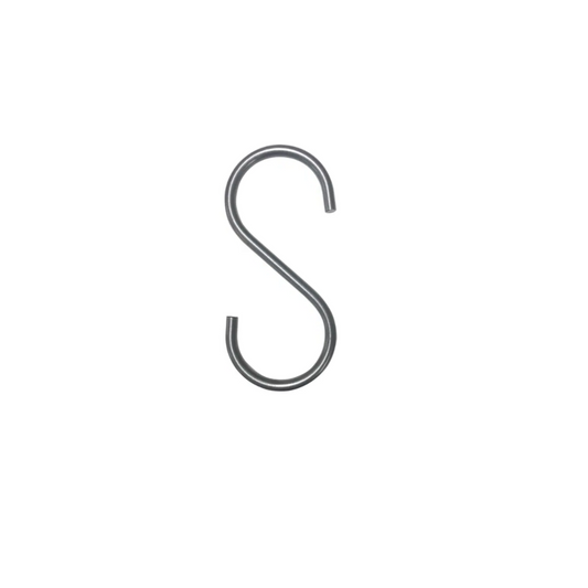 Front view of Pipeline “S” display hooks showing the 5-inch hook shape designed to hang from 1¼-inch diameter retail hangrails.