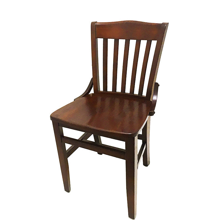 Schoolhouse solid wood frame chair with walnut stain finish. Constructed from solid European beech wood with matching seat and durable bolt-through joints.
